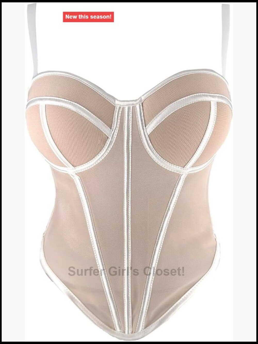 Mesh Corset Bustier Crop Top Y2K Spaghetti Strap Underwire Push Up Hook and Eye